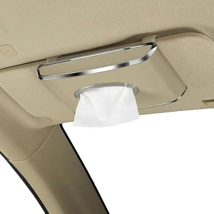 Leather Car Tissue Box for Car Interior, Multi-Function Tissue Holder with Visor Clip, Armrest & Back Seat Napkin Organizer, Vehicle Tissue Dispenser Accessories (Beige Hanging)