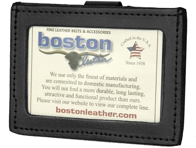 Boston Leather Horizontal ID Holder w Belt Clip