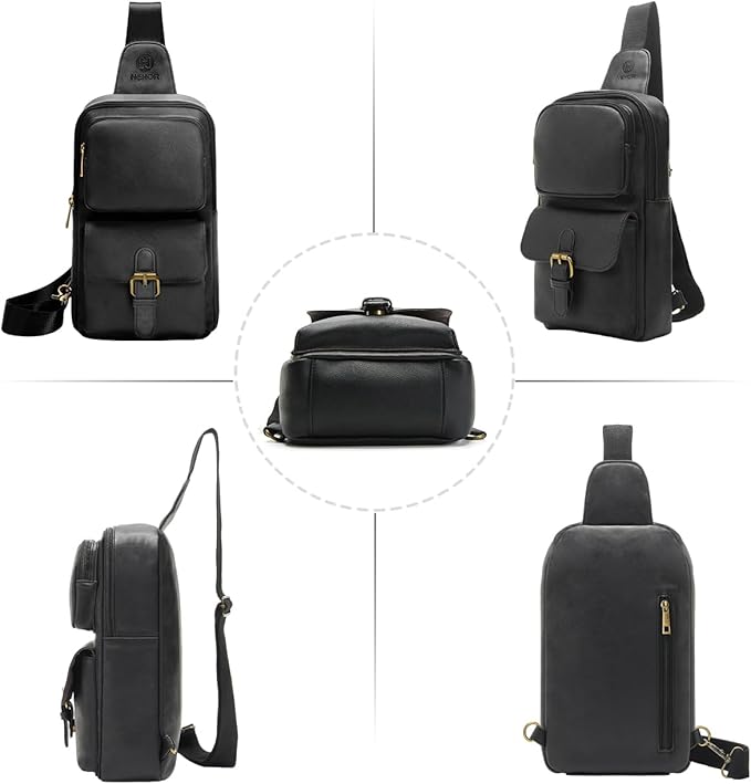 Sling Bag for Men Women Pu Leather Crossbody Bag Waterproof Funny Waist Pack Vintage Shoulder Bags