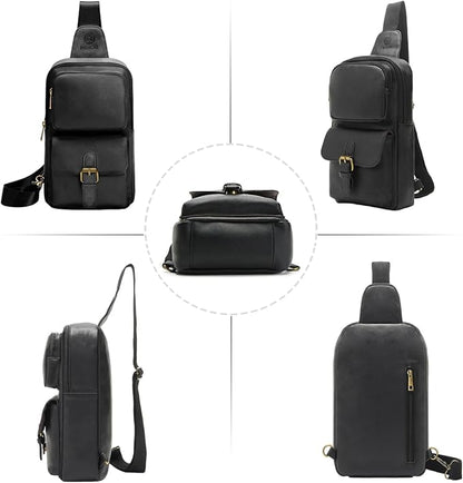 Sling Bag for Men Women Pu Leather Crossbody Bag Waterproof Funny Waist Pack Vintage Shoulder Bags