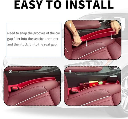 Stacool 2PCS New Car Seat Gap Filler with 2 Storage Areas,Stylish Car Seat Gap Storage for Stabilizing Phone,Keys Wallet,Universal Car Seat Gap Filler Organizer (Carbon Brown)
