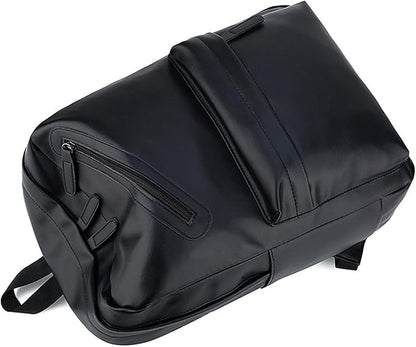 Vintage Leather Backpack for Men 16" Laptop Bag for work Casual Daypack Business Travel Rucksack Waterproof (Black)