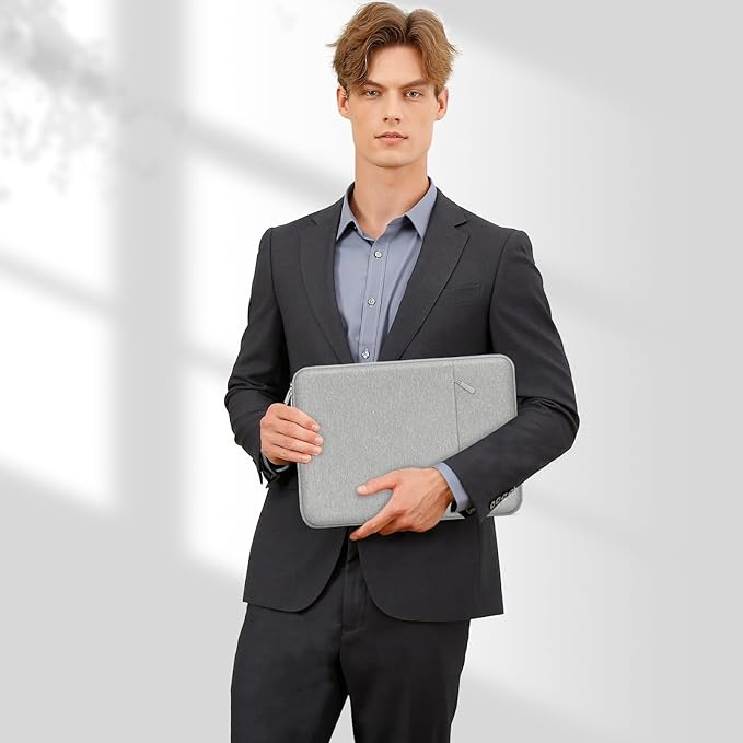 MOSISO Laptop Case 16 inch, 15-15.6 inch Laptop Sleeve Compatible with MacBook Pro 16 M5 M4 M3 M2 M1, HP Acer Dell Lenovo ASUS, Polyester Vertical Computer Sleeve Bag with Pocket, Gray
