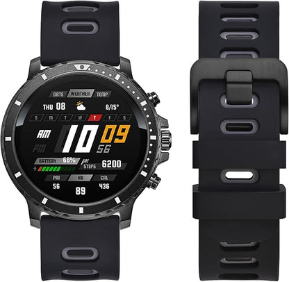 WOCCI 22mm Bicolor Watch Band, Silicone Rubber, Quick Release Replacement Strap for Men and Women, Black Stainless Steel Buckle (Black-Grey)