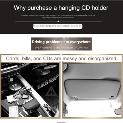 1Pc Leather Car CD Holder, Car Visor CD Storage Pocket, Multi-functional Storage Folder for CDs Sunglasses Cards Pens, Universal Interior Accessories for Cars (Black)