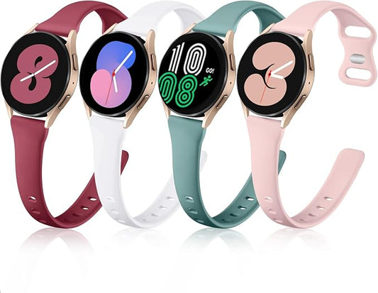 GEAK Compatible with Samsung Galaxy Watch 7 Band/Samsung Galaxy Watch 4 5 6 Bands 40mm 44mm,Classic 4 42mm 46mm,20mm Soft Slim Strap for Galaxy Watch 6 Band Large White/Sand Pink/Pine Green/Wine Red