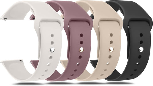 Amzpas 20mm 22mm Watch Bands Quick Release Watch Straps, 4 Pack Soft Silicone Replacement Sport Watch Wristbands for Women Men
