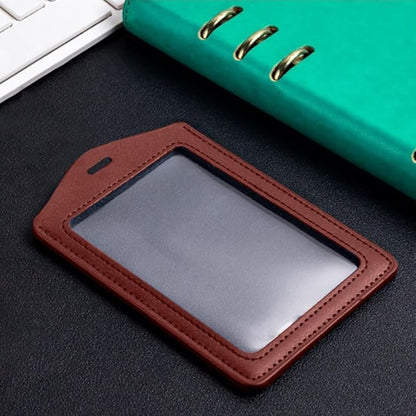 Larpur Pack of 2 Genuine Leather ID Badge Holders, Vertical ID Card Holders with Clear ID Window, Suit for Office, Staff, Students, Employees