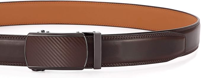 Lingli Men's Belt,Ratchet Dress Belt with Automatic Buckle Brown/Black-Trim to Fit-35mm wide