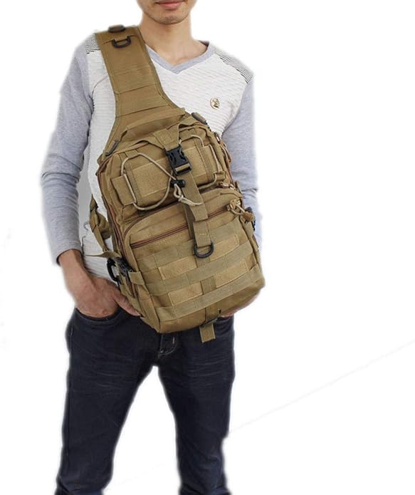 Hebetag Leather Sling Bag Crossbody Backpack for Men Women Travel Outdoor Camping