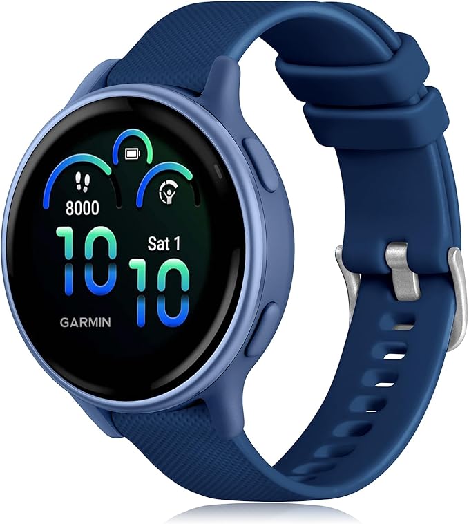 GEAK Compatible with Garmin Vivoactive 5 Watch Bands/Garmin Vivoactive 3 Watch Bands,20mm Silicone Band for Vivoactive 3 Music/Vivomove Sport,Forerunner 645/245 Music Smartwatch Women Men Navy