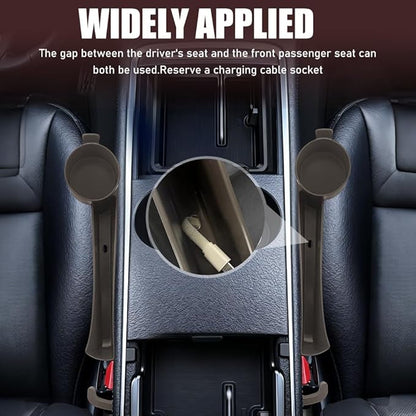 2PCS Car Seat Gap Filler Organizer, Console Side Organizer, Seats Gap Organizer with Phone Holder, Multifunctional Car Seat Filler Gap Space Prevents Things Dropping for Most Vehicles (Brown)