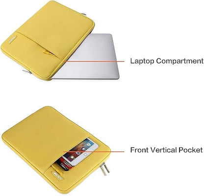 MOSISO Laptop Case 16 inch, 15-15.6 inch Laptop Sleeve Compatible with MacBook Pro 16 M5 M4 M3 M2 M1, HP Acer Dell Lenovo ASUS, Polyester Vertical Computer Sleeve Bag with Pocket, Yellow