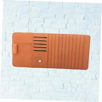 GLEAVI Multi-Functional Sun Visor Organizer Bag Leather Cd Holder for Car Stylish for Pens and Cards Convenient Storage for Vehicle Accessories