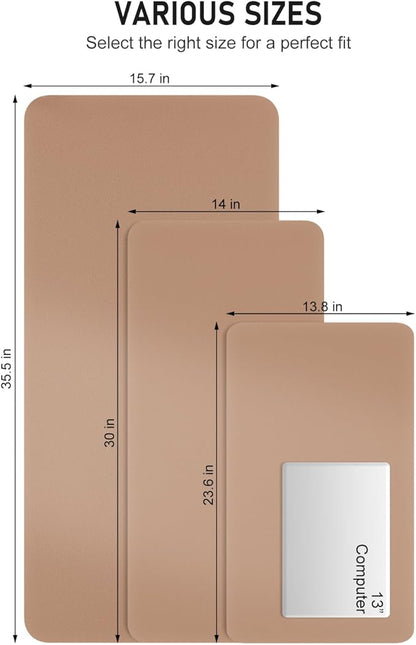 Desk Pad, 23.6" x 13.8" PU Leather Non-Slip Desk Mat Large Mouse Pad for Desktop, Waterproof Laptop Computer Writing Mat for Office, Home, Work, Gaming, Champagne Gold