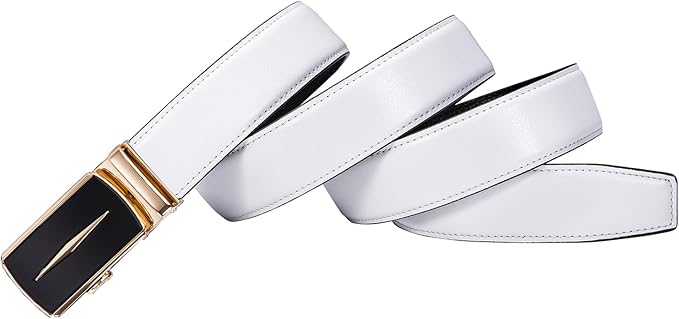 Dubulle Designer Ratchet Belt for Men Leather Fashion Adjustable Automatic Buckle Sliding Removable Dress Casual