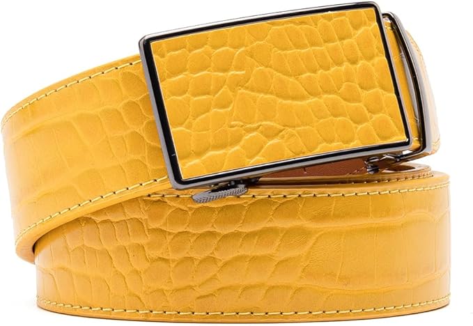 Fabio Valenti Mens Belt,Ratchet Belt Dress with 1 3/8" Genuine Leather with Easier Adjustable Buckle, Trim to Fit