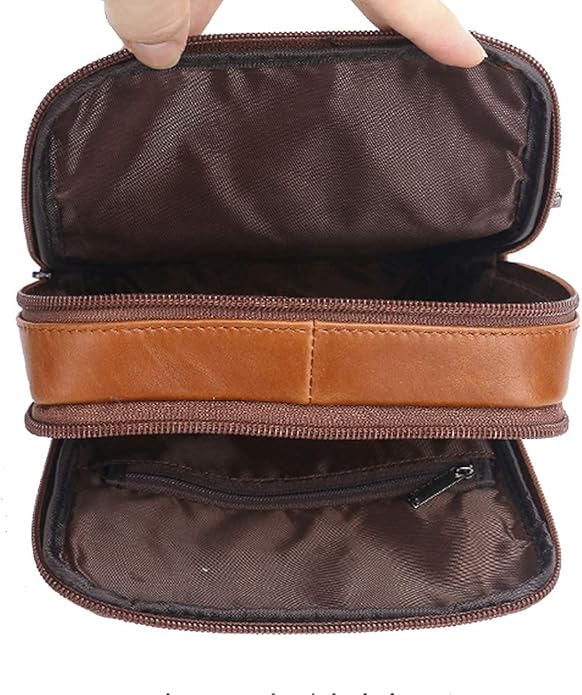 Hebetag Small Leather Sling Shoulder Bag Messenger Pack for Men Women Outdoor Travel Business