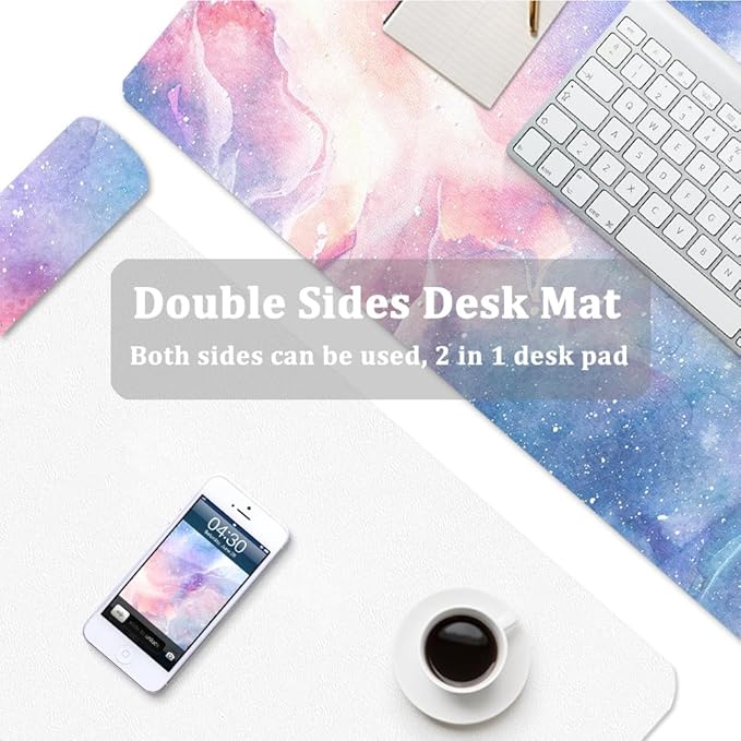 Large Desk Mat, Dual Side PU Leather Waterproof Mousepad Desk Pad, Desk Protector Writing Pads Desk Accessories for Office and Home (D-Starry Sky, 24''X14'')