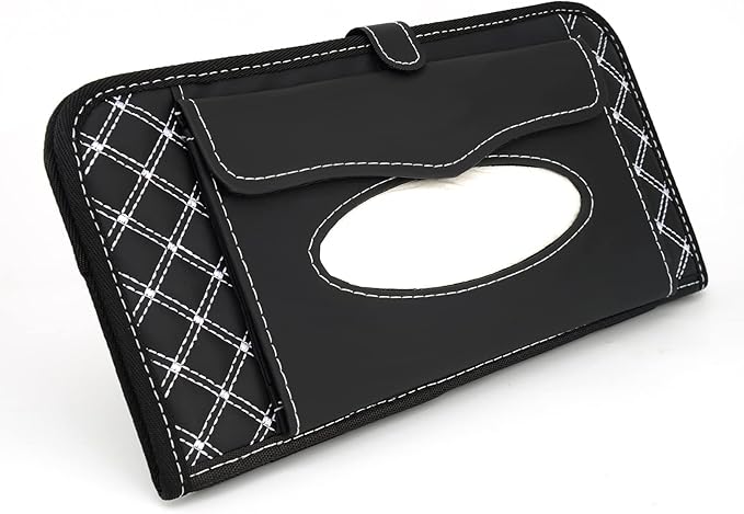 Car CD Holder Storage Case, Car Truck SUV Visor Organizer with Free Napkins, Personal Belonging and Registration, Document, Ticket Storage Pouch and 14 Pocket CD