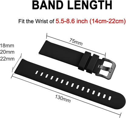 BISONSTRAP Silicone Watch Bands, Slim Watch Straps with Quick Release, 21mm, Black with Black Buckle