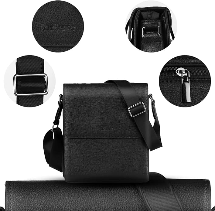 Leathario Men's Crossbody Bag,Vegan Leather Shoulder Messenger Purse Sling Satchel For Work Business Travel