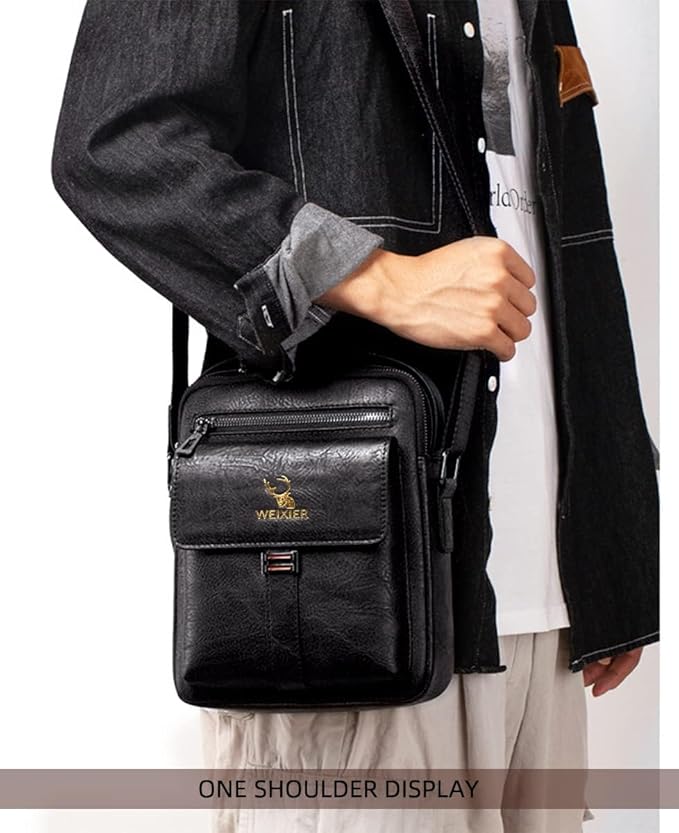 Zipper Buckle Leather Messenger Bag Crossbody Shoulder Bag Vintage Handle Bags | Zipper, Buckle, Leather, Vintage