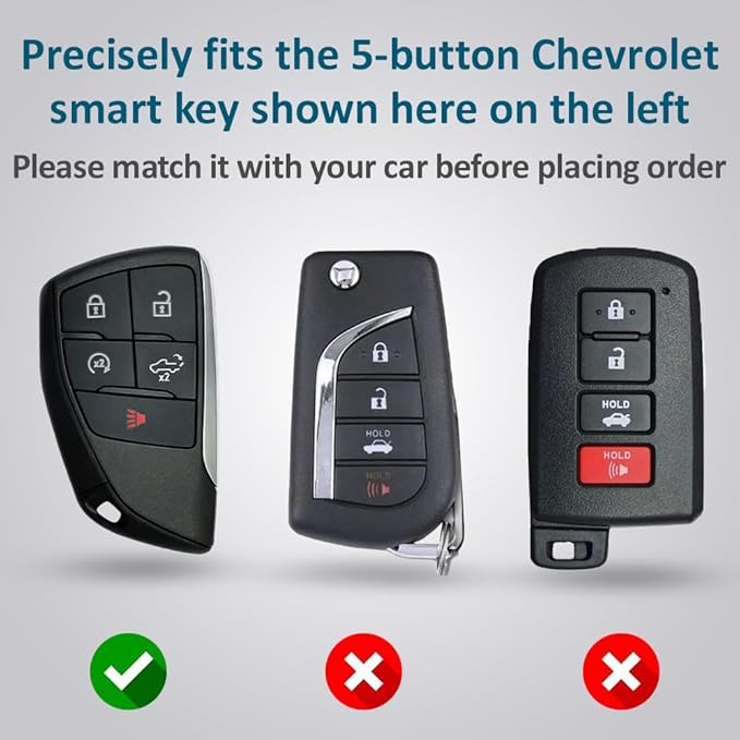Autobase Silicone Key Fob Cover for 2022 2023 2024 2025 2026 Chevy Equinox Silverado 1500 GMC Sierra 1500 Canyon | 2024 2025 2026 Silverado 2500HD 3500HD | 2-Pack in Black & Blue