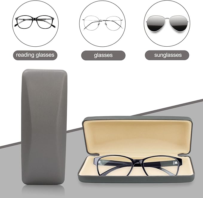 SMARTTOP Hard Shell Eyeglass Case- Glass Case With Cleaning Cloth, Glasses Case hard shell for men women