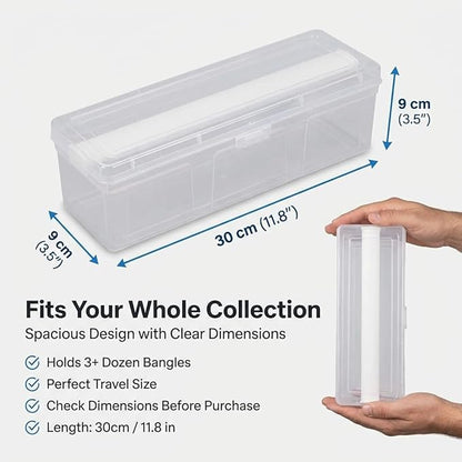 Multipurpose Plastic Storage Box with 1 Adjustable Rods l Storing Box For Bangles, Chuda, Kada, Watches, Scrunchies I (Transparent_1-Rod)