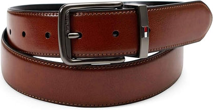 Tommy Hilfiger Men's Reversible Leather Belt, 2‑in‑1 Design for Dress Or Casual Wear