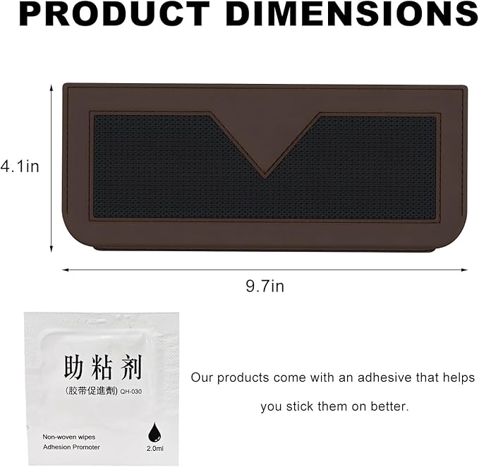Car Sunglasses Case, PU Leather Pocket Self-Adhesive Storage Pouch for Vehicle Door Window Console, Multifunctional Vehicle Interior Organizer for Glasses Phones Wallets Keys (Brown)