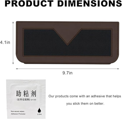 Car Sunglasses Case, PU Leather Pocket Self-Adhesive Storage Pouch for Vehicle Door Window Console, Multifunctional Vehicle Interior Organizer for Glasses Phones Wallets Keys (Brown)