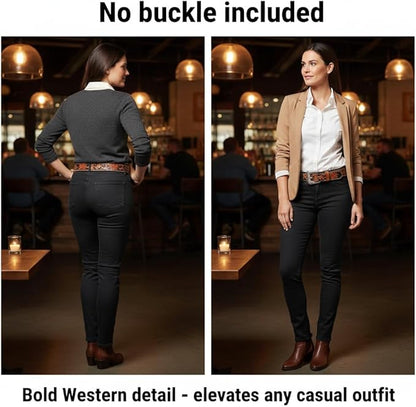 F&L CLASSIC Western Belt without buckle for men – Full Grain Leather Cowboy Belts for jeans - One Piece Leather strap belt