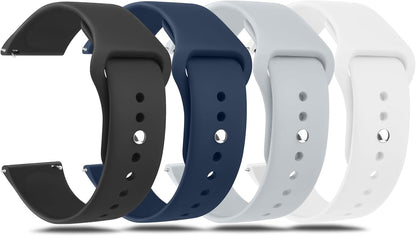 Amzpas 20mm 22mm Watch Bands Quick Release Watch Straps, 4 Pack Soft Silicone Replacement Sport Watch Wristbands for Women Men