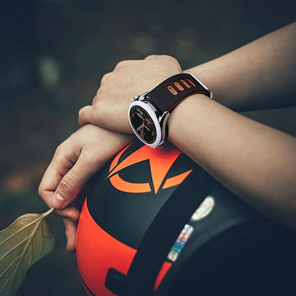 WOCCI 22mm Bicolor Watch Band, Silicone Rubber, Quick Release Replacement Strap for Men and Women, Silver Stainless Steel Buckle (Black-Orange)