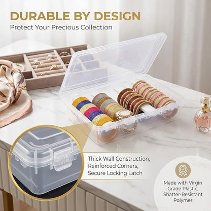 Multipurpose Plastic Storage Box with 4 Adjustable Rods l Storing Box For Bangles, Chuda, Kada, Watches, Scrunchies I (Transparent_Big_4-Rod)