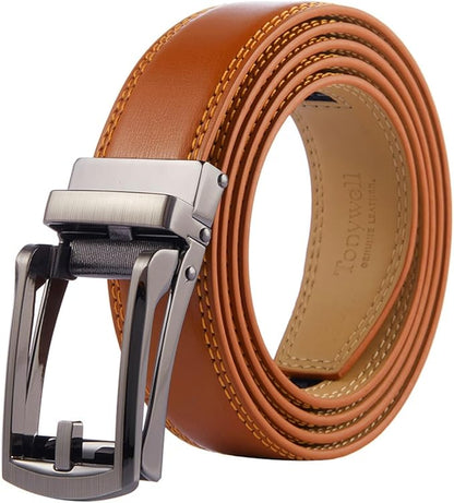 Tonywell Mens Leather Ratchet Belts with Click Buckle Perfect Fit Dress Belt 30mm Wide