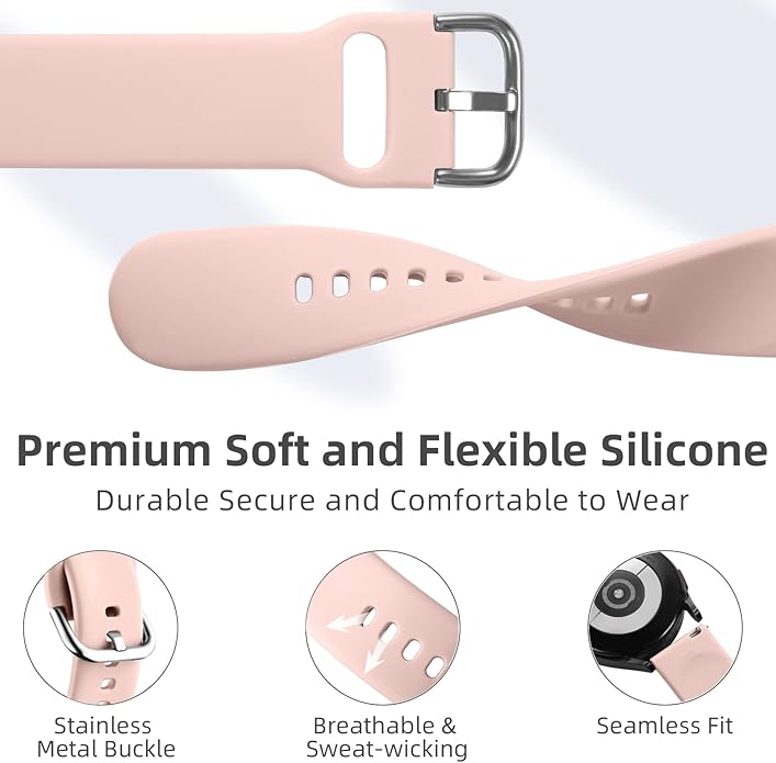 DaQin 10 Pack Bands Compatible with Samsung Galaxy Watch 7/6/5/4 40mm 44mm/Watch 6 Classic 43mm 47mm/Watch 5 Pro 45mm/Watch 4 Classic/Active 2 Band, 20mm Soft Silicone Sport Strap Wristbands Women Men