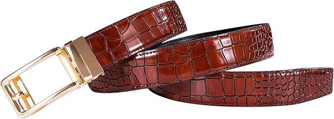 Barry.Wang Mens Belts Leather Ratchet Automatic Buckle Slide Click 1 3/8" Designer Dress Fashion Classic Casual Work Business