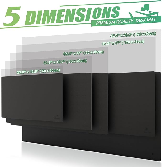 K KNODEL Small Office Leather Desk Mat, Mouse and Keyboard Pad, Computer and Laptop Mat, Desktop Protector and Cover, Writing Pad and Blotter (23.6"x13.8", Black)