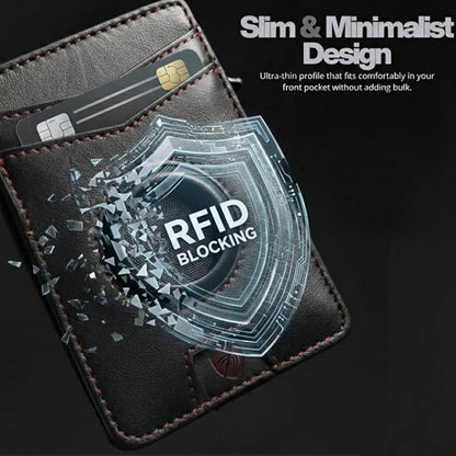 Mens Wallet with AirTag Holder, RFID Blocking, Pop-Up Aluminum Card Holder, ID Window, Money Clip, Fits up to 12 Cards, Slim & Minimalist, Smart, MicroFiber Gift Box Carteras para Hombre (Black)