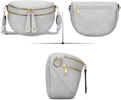 KKXIU Crossbody Sling Bag for Women Trendy Fanny Pack Vegan Leather Chest Bag | Trendy