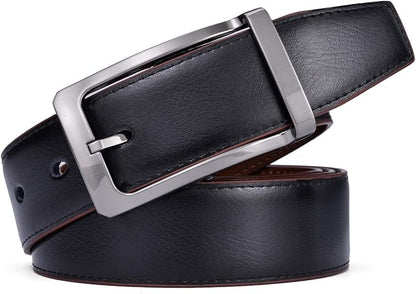 Belts for Men Reversible Leather 1.25” Waist Strap Fashion Dress Buckle Beltox