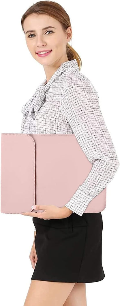 MOSISO Laptop Case 13.3 inch, 13-13.3 inch Laptop Sleeve Compatible with MacBook Neo 13 A18 Pro A3404 /Air 13/Pro 13/Pro 14 M5 M4 M3 M2 M1, Faux Suede Leather Case with Small Bag, Pink