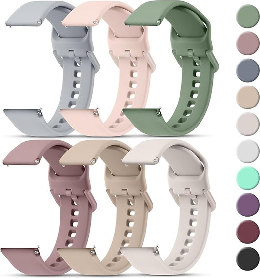 Tobfit 20mm 22mm Watch Bands Quick Release Watch Straps with Color Matched Metal Buckle, Soft Silicone Breathable Replacement Sport Watch Wristbands for Women Men