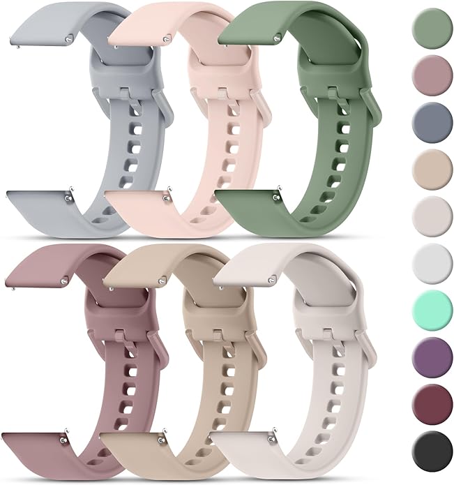 Tobfit 20mm 22mm Watch Bands Quick Release Watch Straps with Color Matched Metal Buckle, Soft Silicone Breathable Replacement Sport Watch Wristbands for Women Men