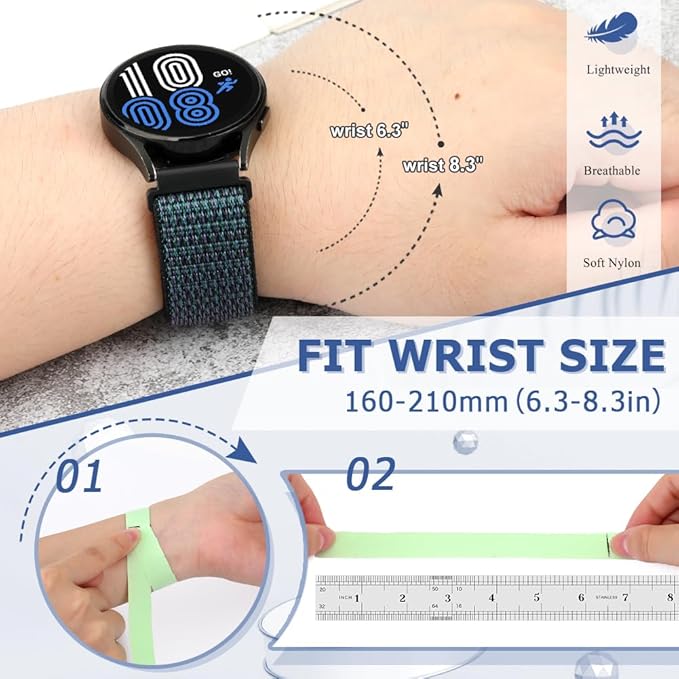 19mm Nylon Sport Quick Release Watch Bands Compatible with GRV FC1/FC5/Willful/YAMAY/Letsfit/LETSCOM/TEMINICE/LIFEBEE/Lintelek ID205 ID205L ID205G ID205S ID205U/Blackview Band for Women Men