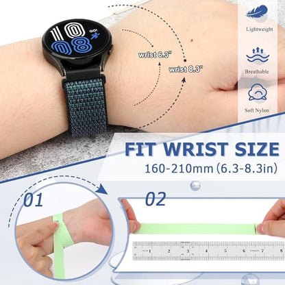 20mm Nylon Quick Release Band Compatible with Samsung Galaxy Watch 7 6 5 4 40mm 44mm/Garmin Vívoactive 6/5/3/3 Music/Forerunner 570 42mm/55/158/165/245/645/Amazift Active 2/Active/T-Rex 3 Pro 44mm
