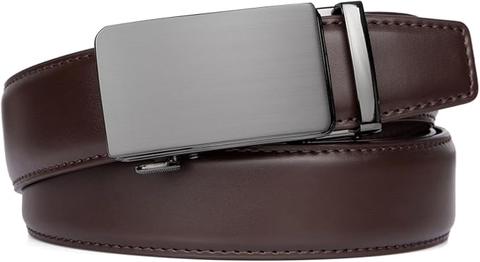 Founders & C Ratchet Belts for Men-Black/Brown Belt Leather 1 3/8" for Casual Dress-Micro Adjustable Belt